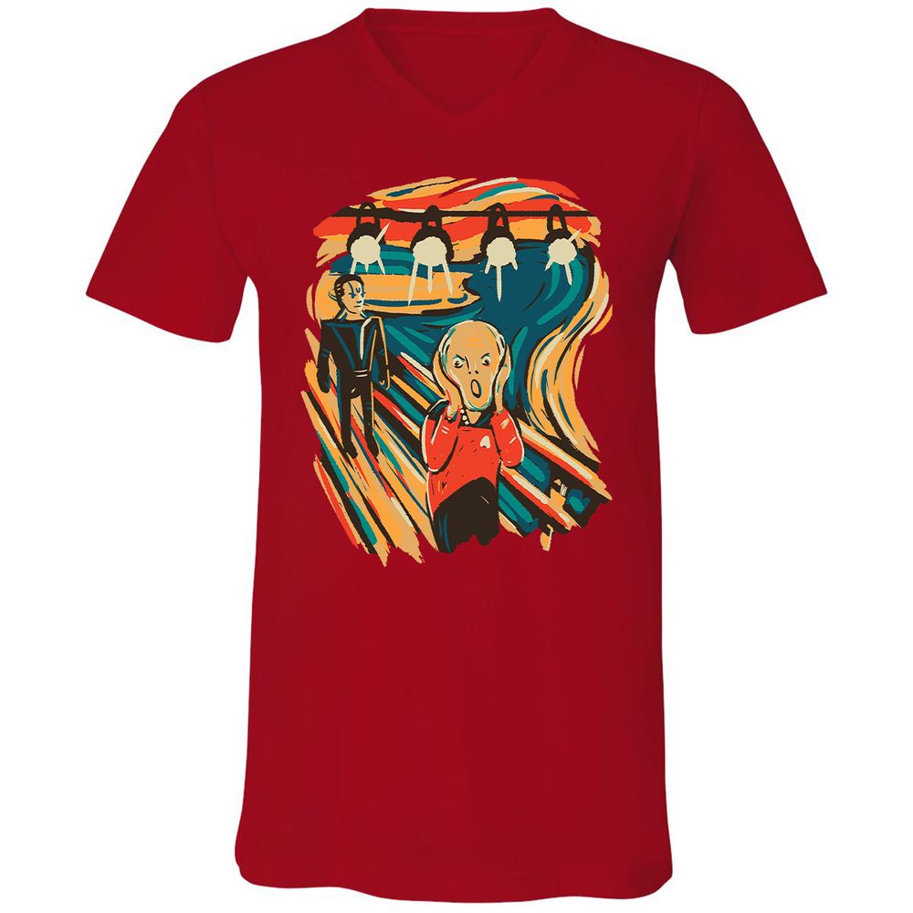 Unisex V-Neck T-Shirt - B2C6BUCT - Red - 3