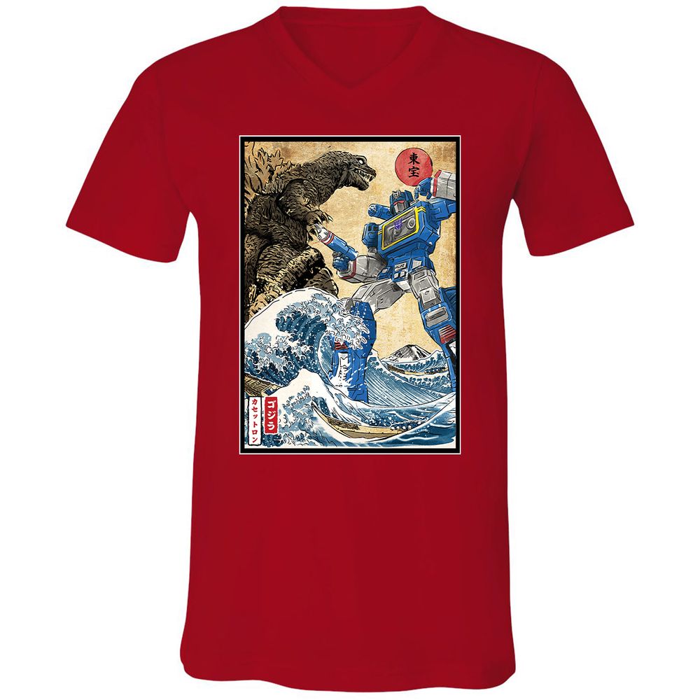 Unisex V-Neck T-Shirt - R58T1AH8 - Red - 3