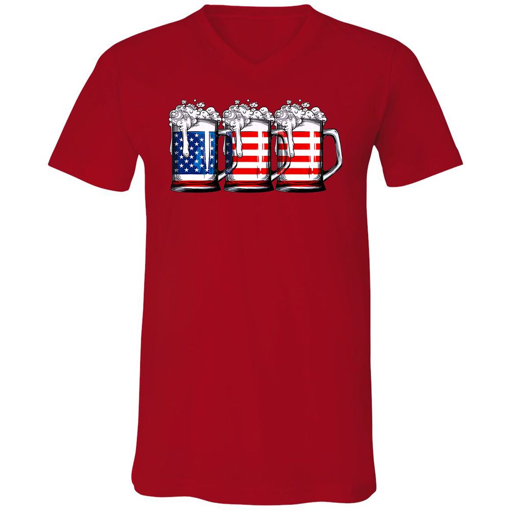 Unisex V-Neck T-Shirt - BJGR3HND - Red - 3