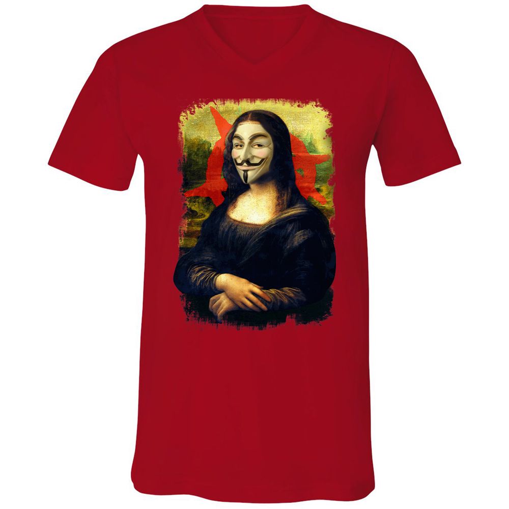 Unisex V-Neck T-Shirt - 85HE9J4U - Red - 3