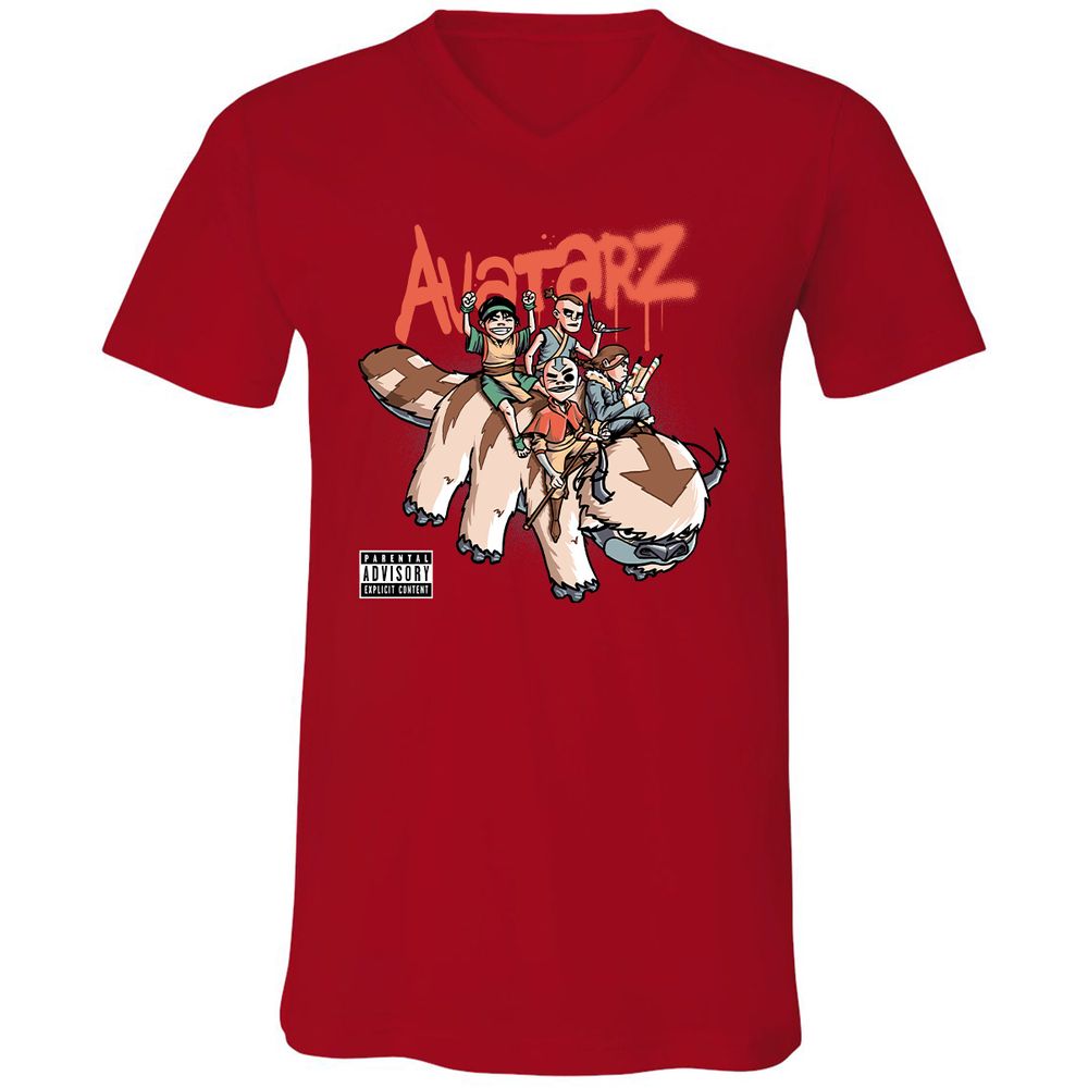 Unisex V-Neck T-Shirt - 6ESGXQNT - Red - 3