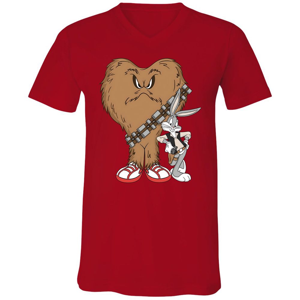 Unisex V-Neck T-Shirt - 5YDZ7H2L - Red - 3