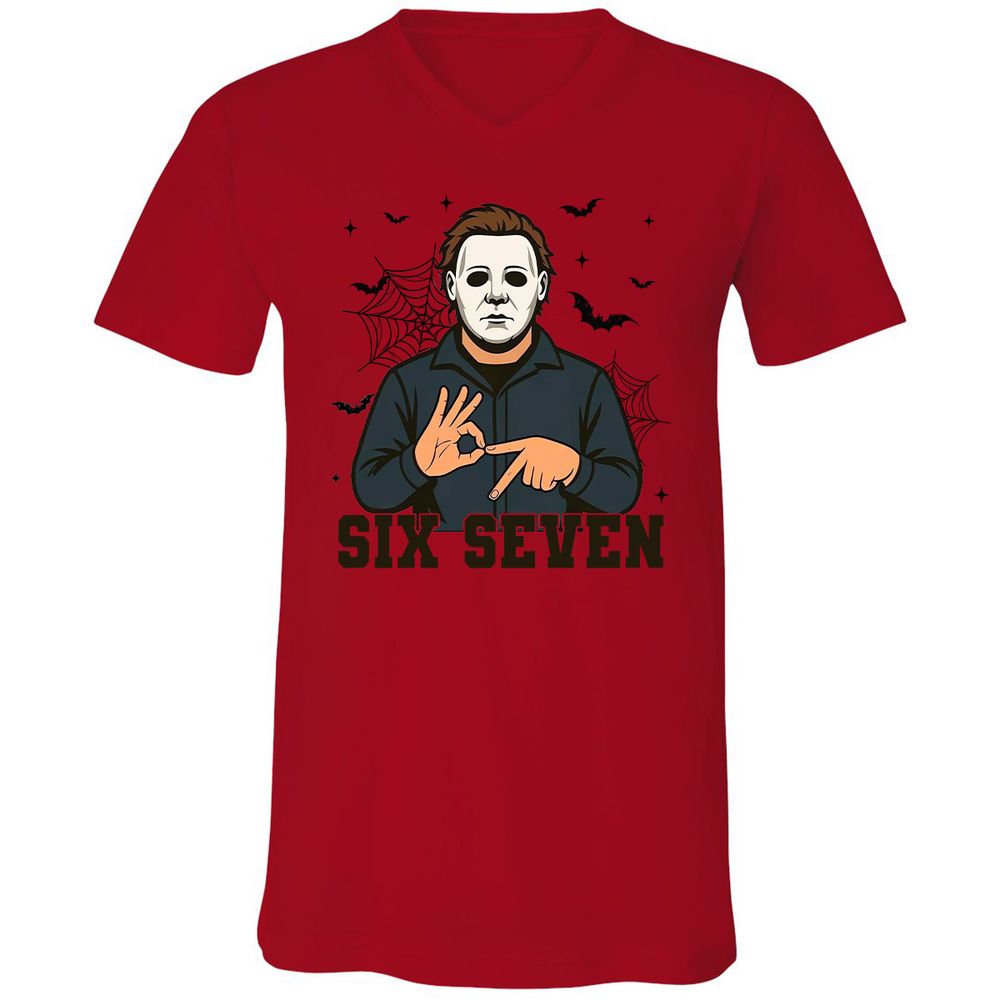 Unisex V-Neck T-Shirt - 5SCMJXG2 - Red - 3