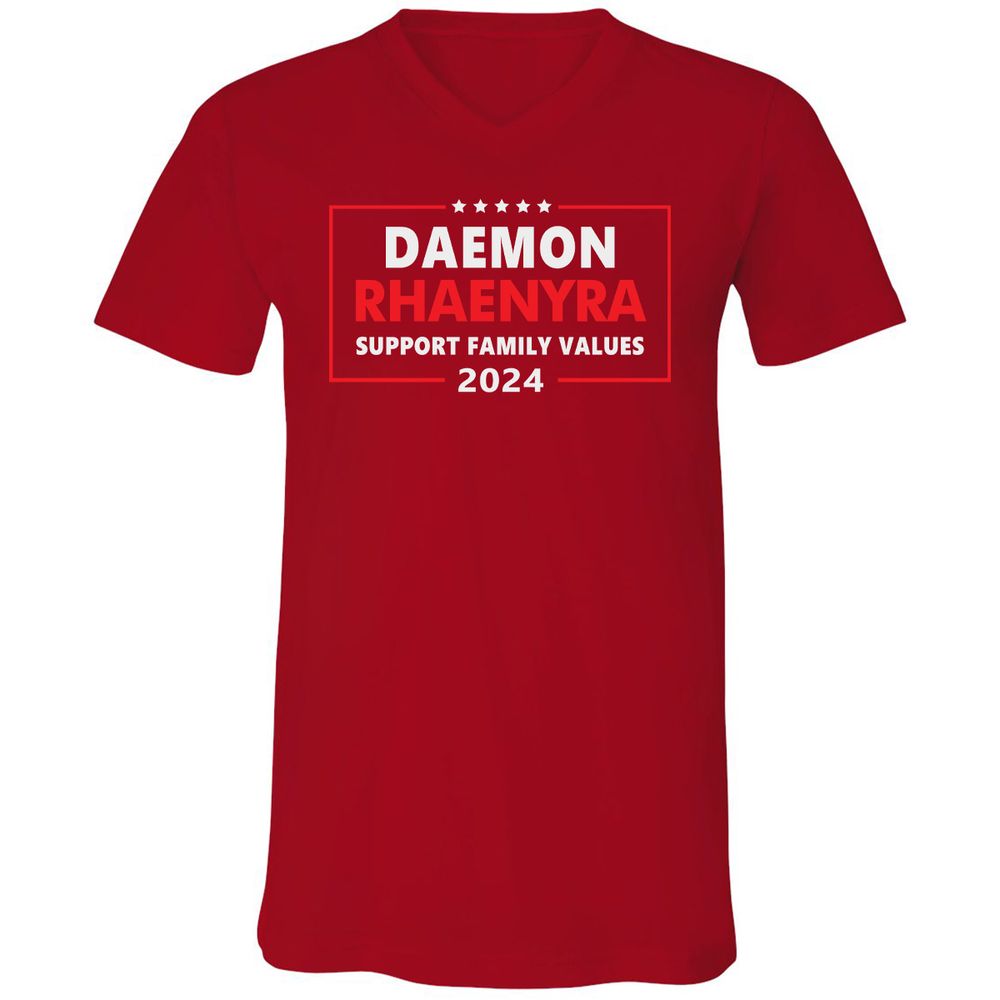 Unisex V-Neck T-Shirt - YTQ5JCNS - Red - 3