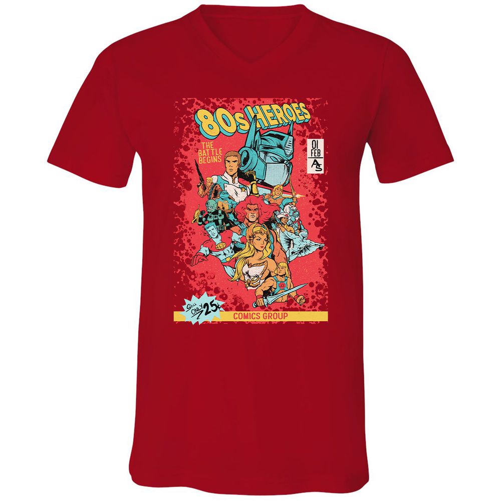 Unisex V-Neck T-Shirt - 3DFSFQZP - Red - 3