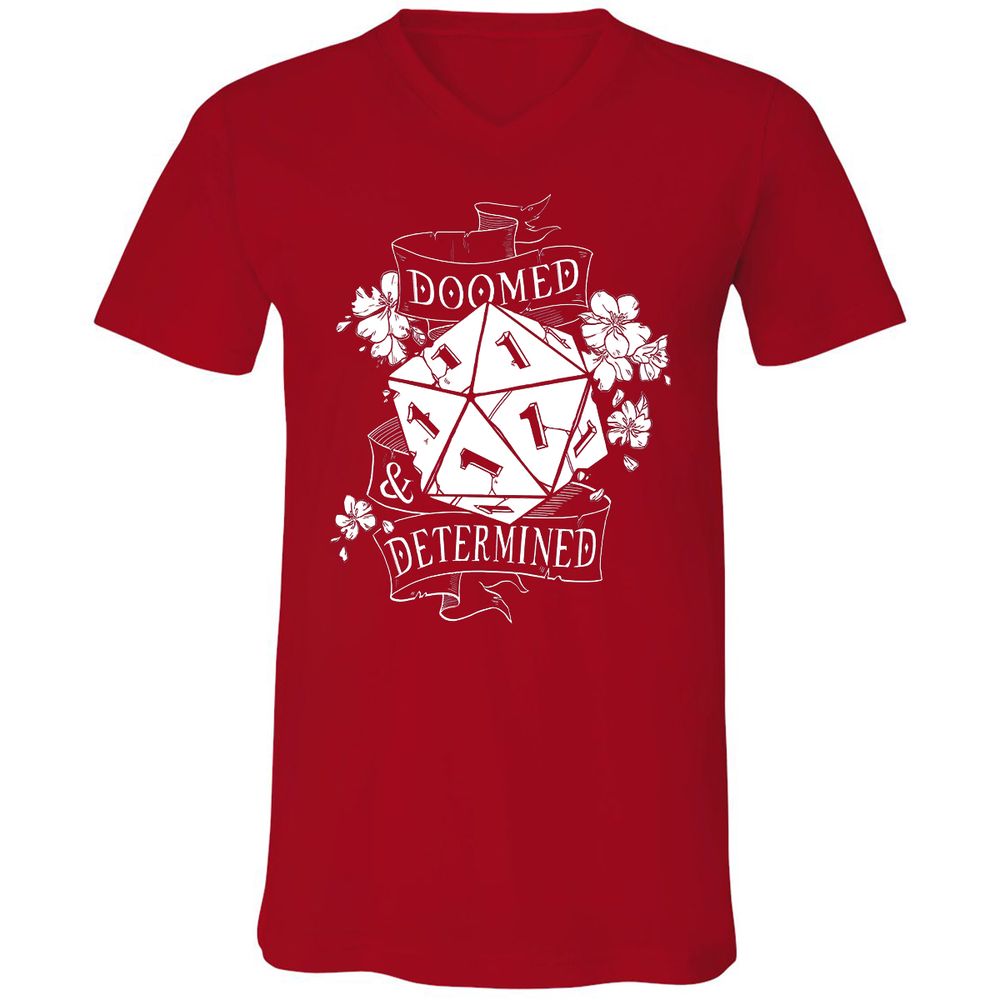 Unisex V-Neck T-Shirt - HQB9XJKM - Red - 3