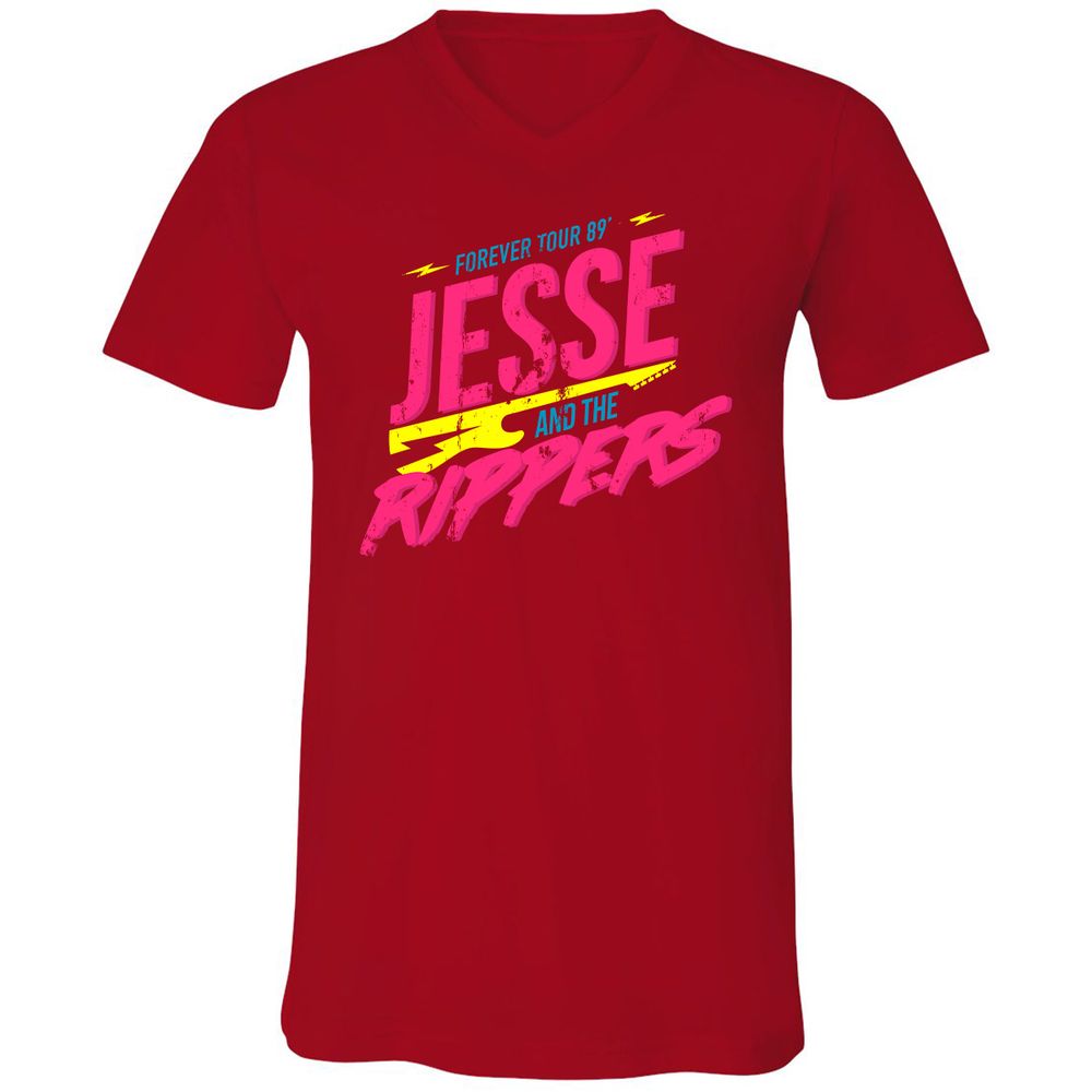 Unisex V-Neck T-Shirt - K2JCZP6X - Red - 3