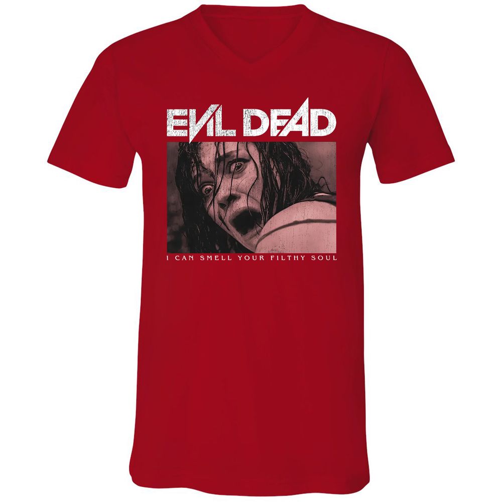 Unisex V-Neck T-Shirt - Black - Red - 3