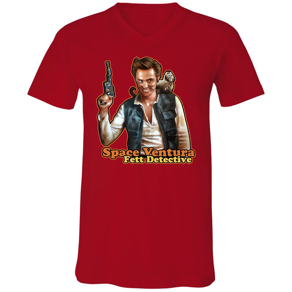 Unisex V-Neck T-Shirt - TS3KR6DQ - Red - 3