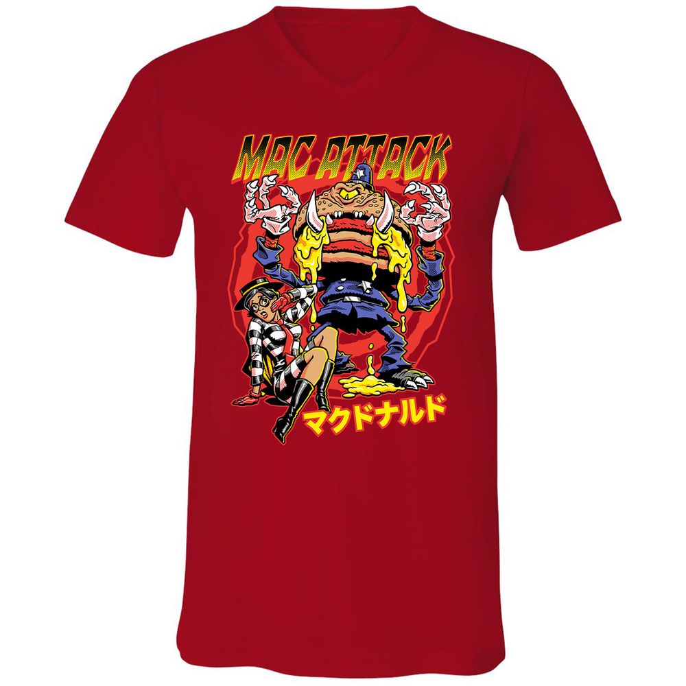 Unisex V-Neck T-Shirt - 22J7U54W - Red - 3