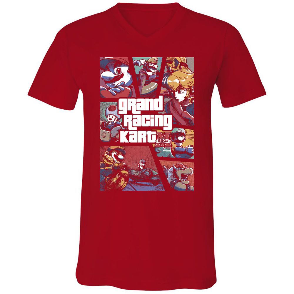 Unisex V-Neck T-Shirt - LU33VTL4 - Red - 3