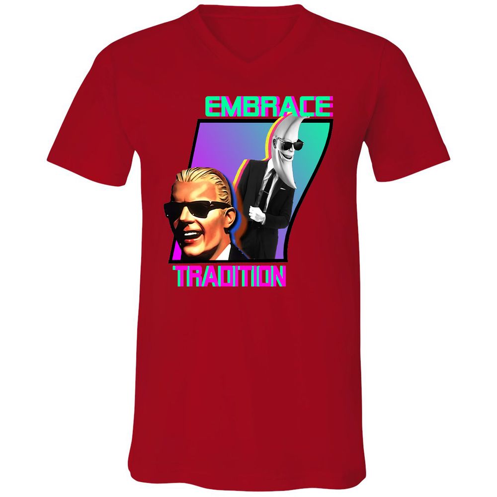 Unisex V-Neck T-Shirt - Z5Y1LDR3 - Red - 3
