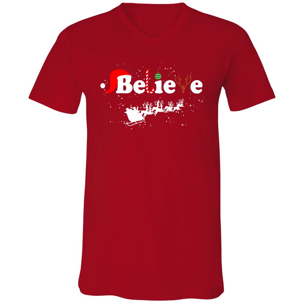 Unisex V-Neck T-Shirt - A1RGGHSU - Red - 3