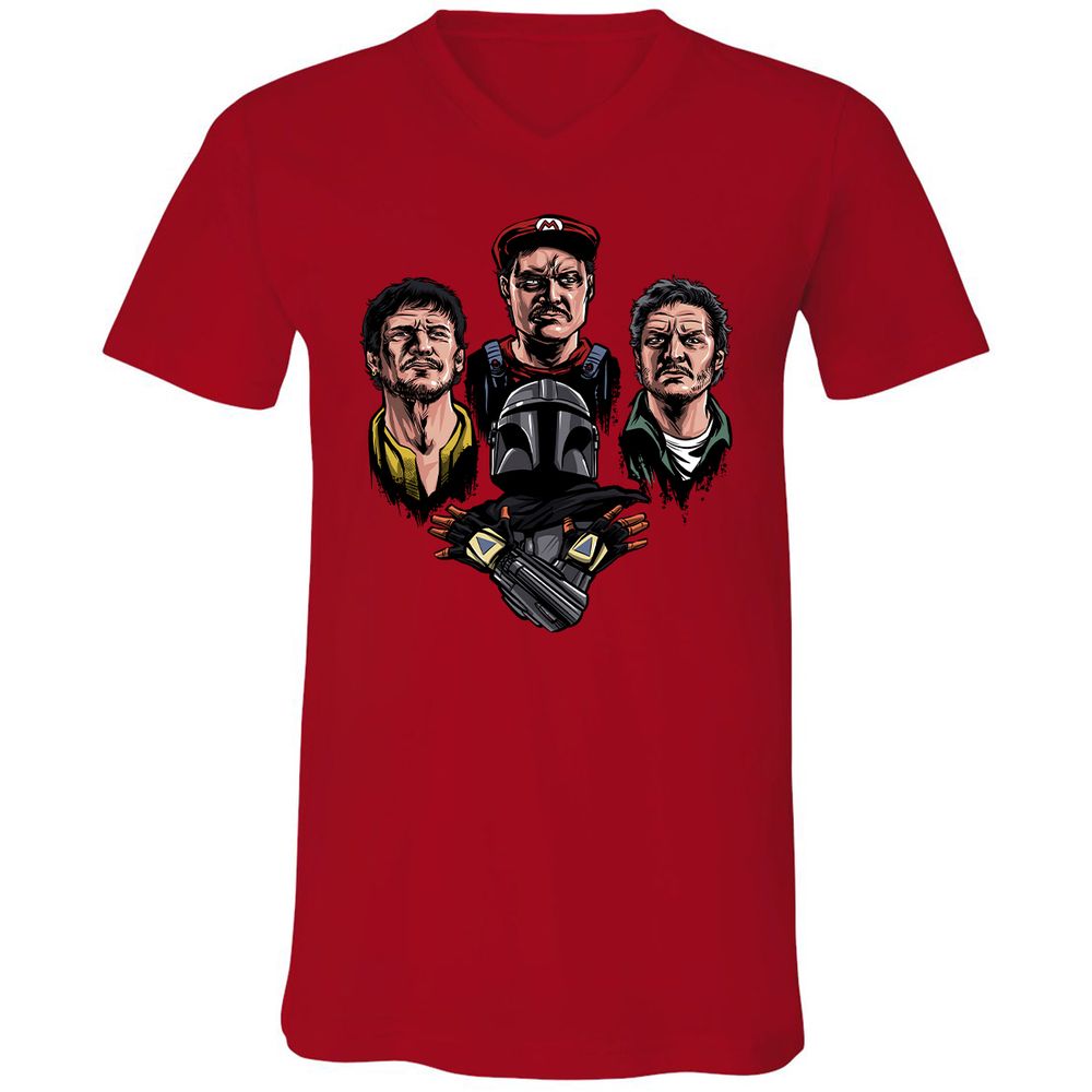 Unisex V-Neck T-Shirt - X2WMSSUK - Red - 3