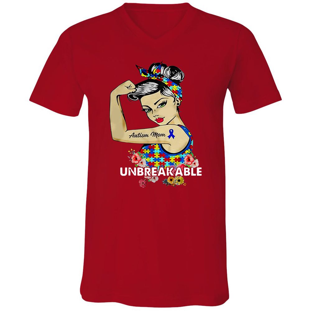 Unisex V-Neck T-Shirt - HK12TELJ - Red - 3
