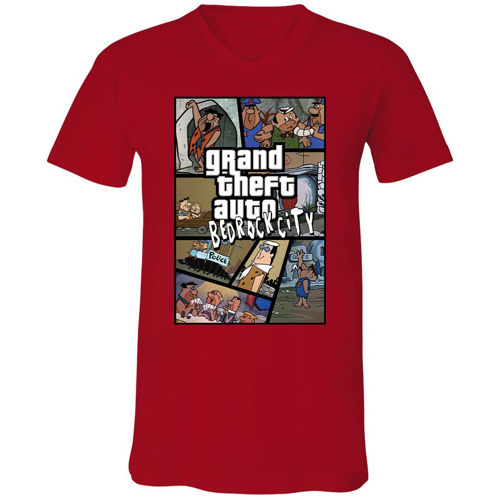 Unisex V-Neck T-Shirt - 7R8V4MEM - Red - 3