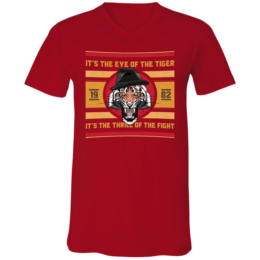 Unisex V-Neck T-Shirt - SRG7D2ZH - Red - 3