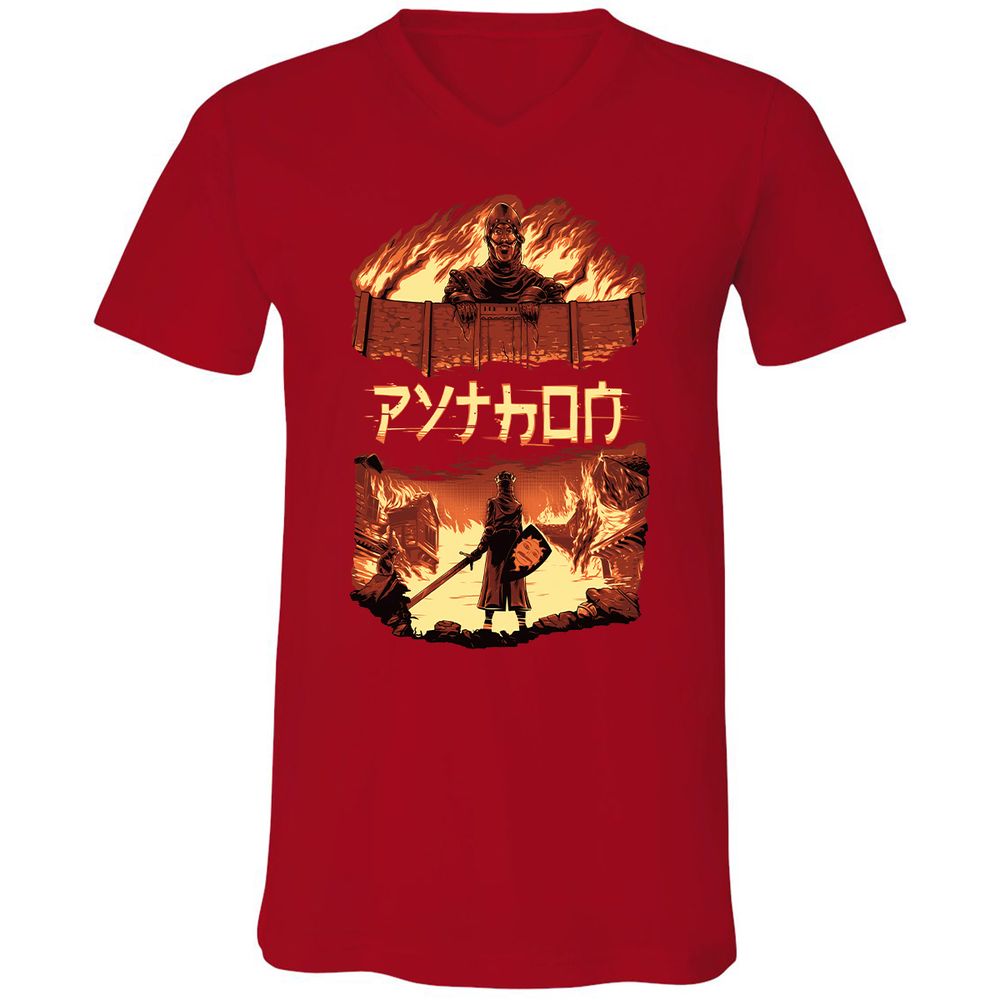 Unisex V-Neck T-Shirt - TAA8EYKU - Red - 3