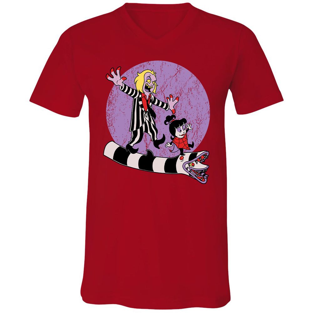 Unisex V-Neck T-Shirt - SKB9WUQH - Red - 3