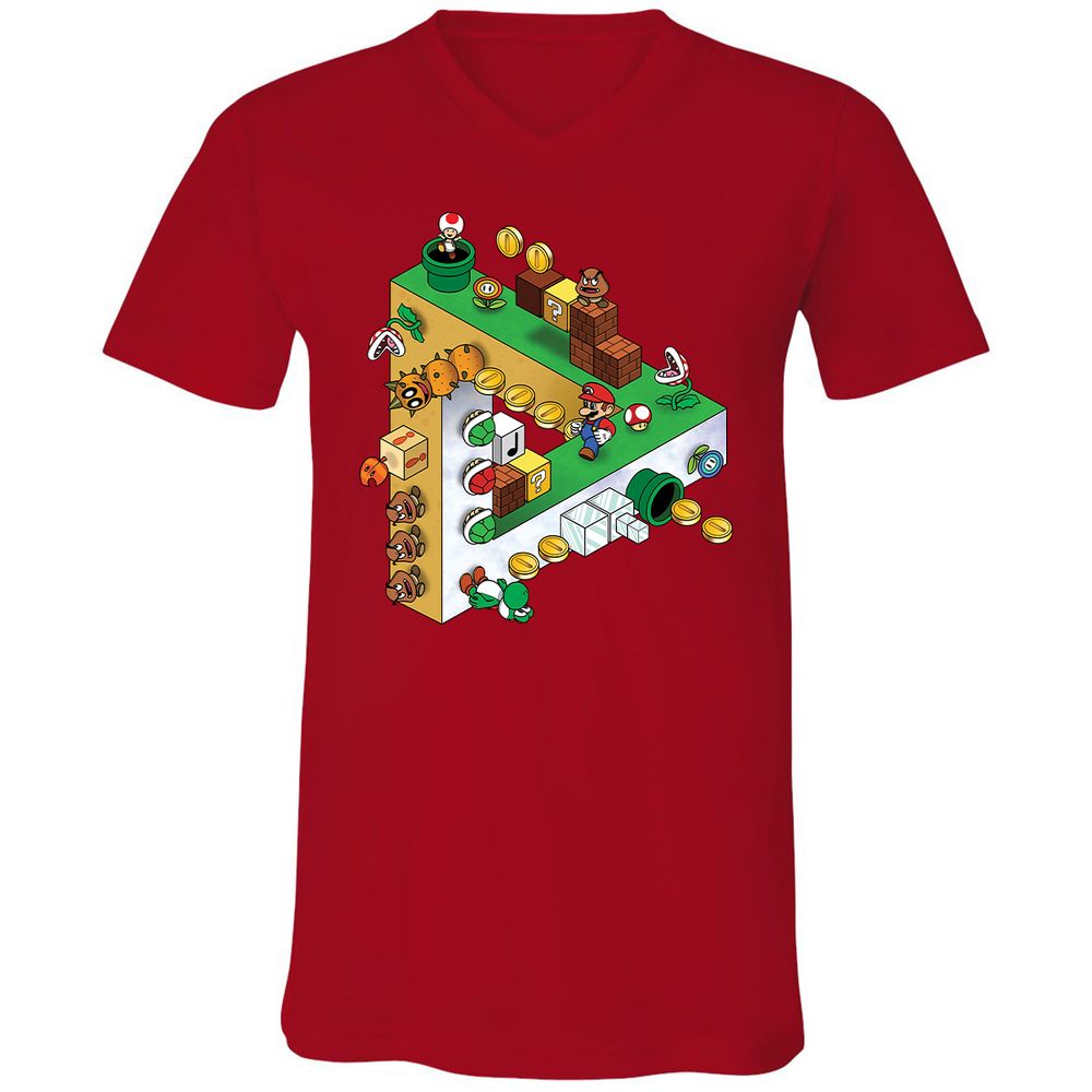 Unisex V-Neck T-Shirt - 9BHGWU5W - Red - 3