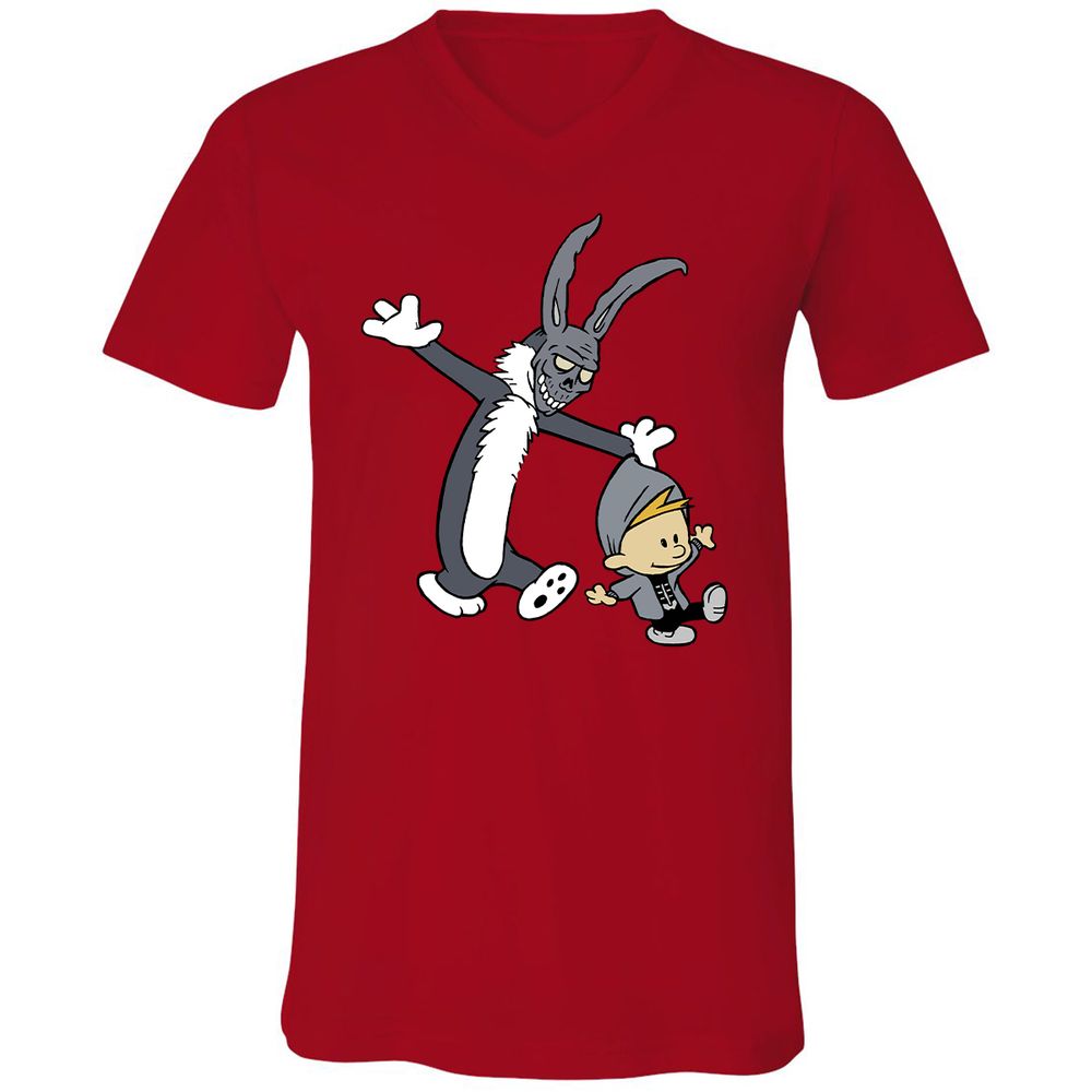 Unisex V-Neck T-Shirt - VQKHLLG6 - Red - 3