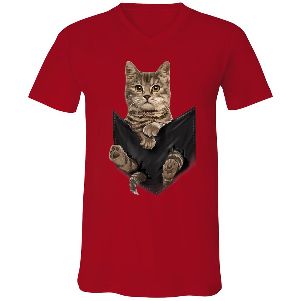 Unisex V-Neck T-Shirt - M14ZND4Y - Red - 3