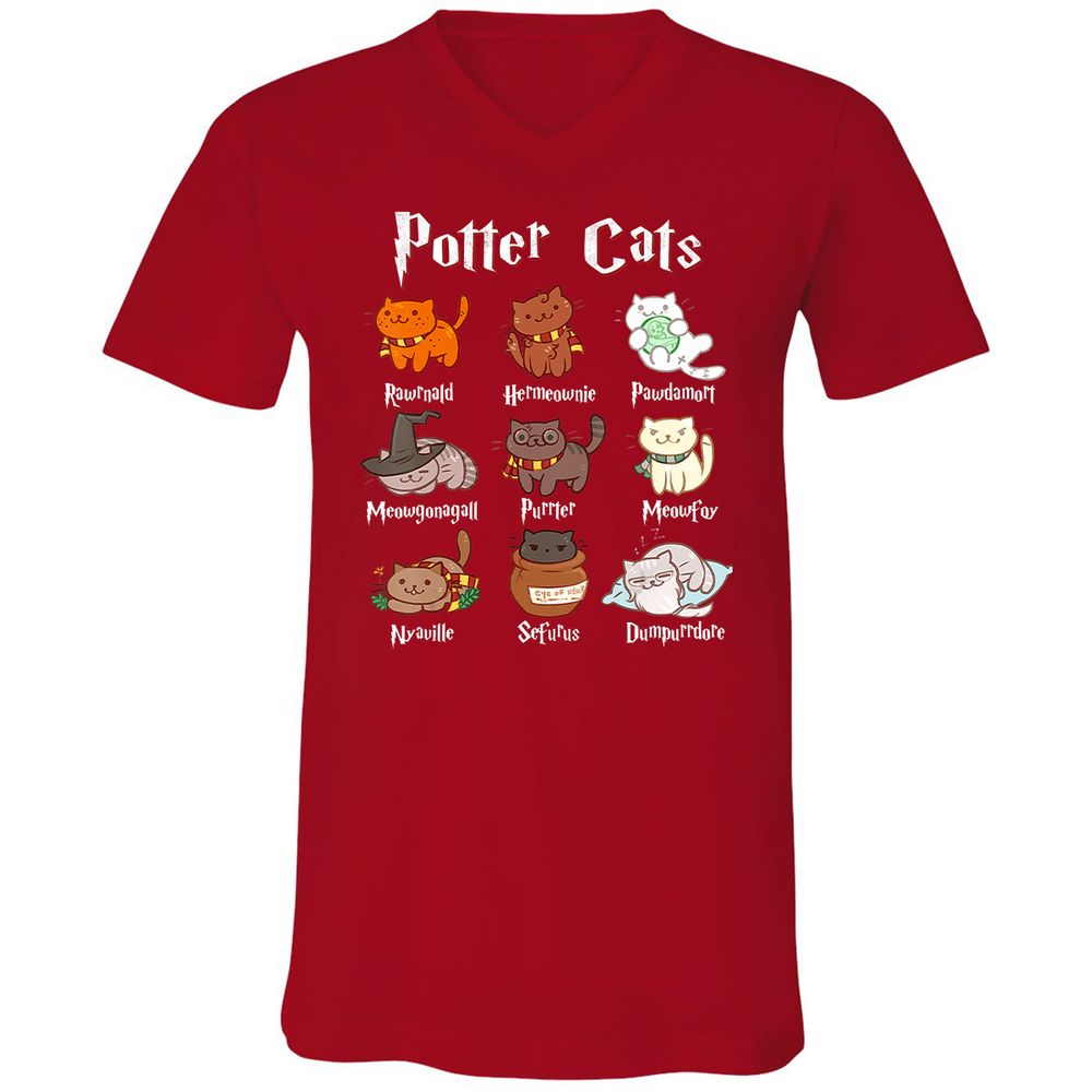 Unisex V-Neck T-Shirt - T7NK24Y6 - Red - 3