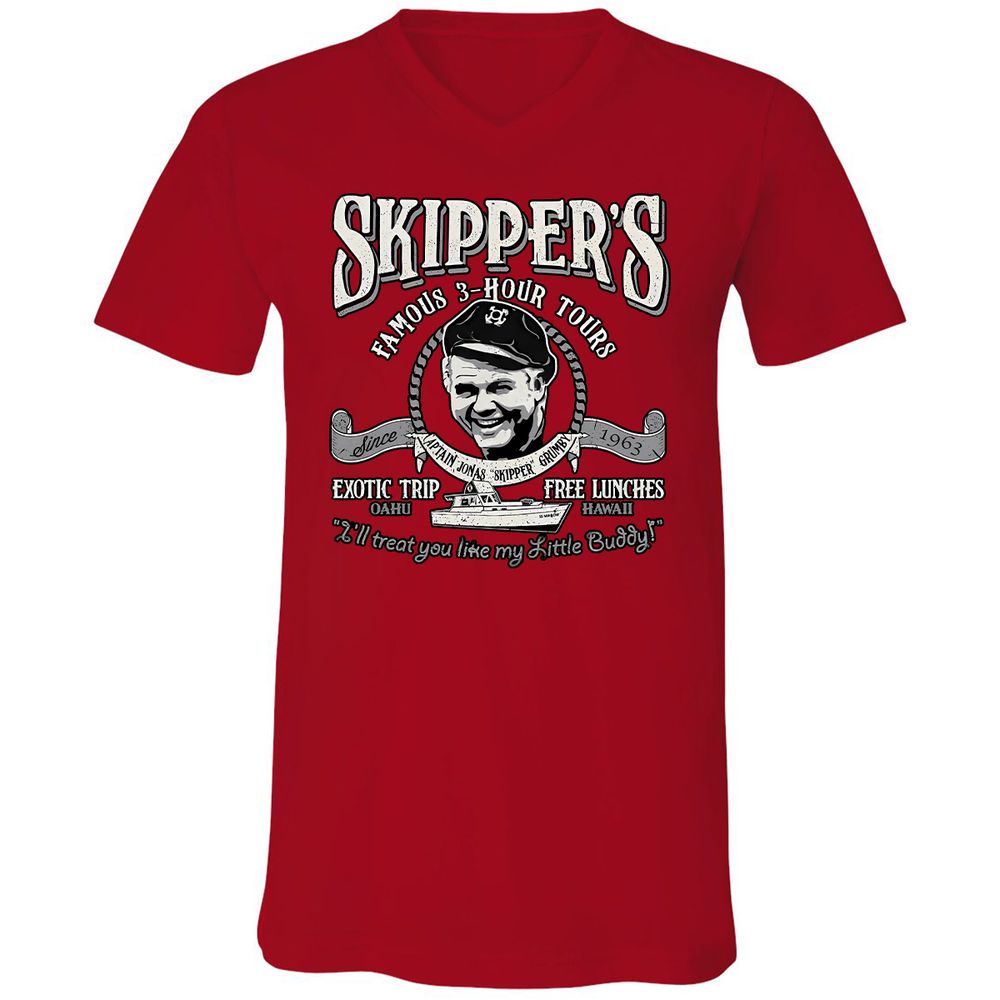 Unisex V-Neck T-Shirt - 6EMFXW75 - Red - 3