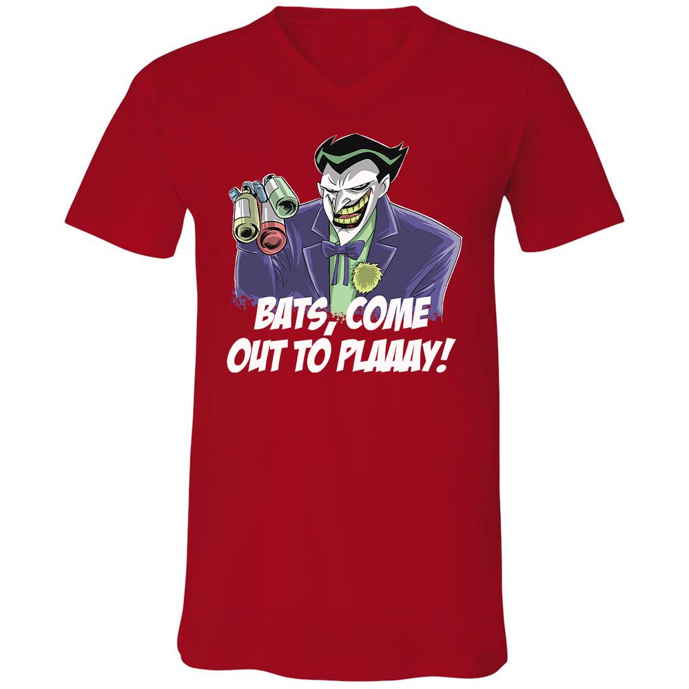 Unisex V-Neck T-Shirt - 9HKHLTE6 - Red - 3