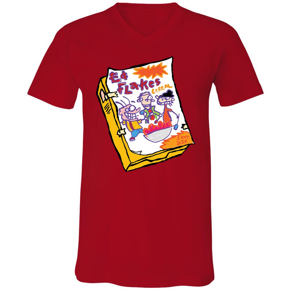 Unisex V-Neck T-Shirt - BER9F2G6 - Red - 3