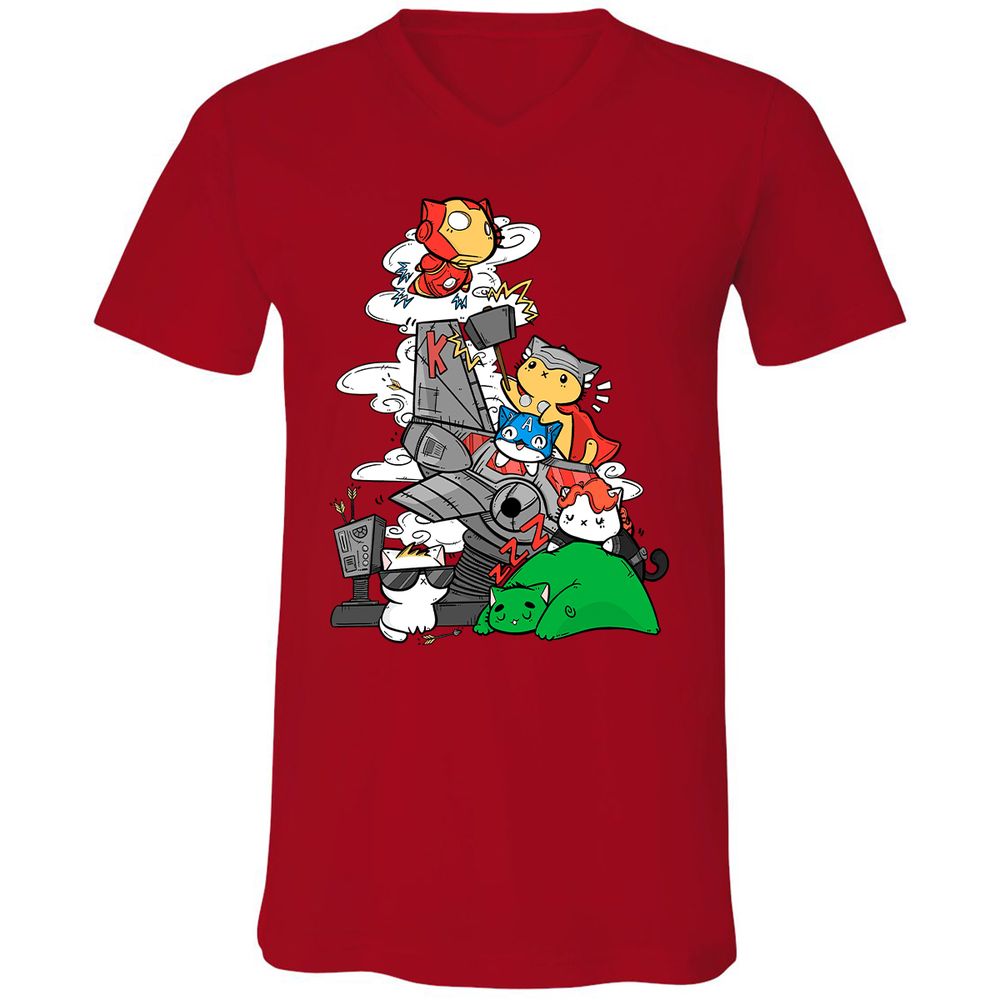 Unisex V-Neck T-Shirt - GMAU33EJ - Red - 3