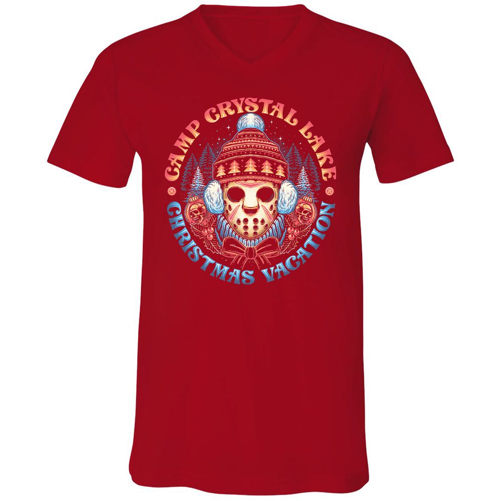 Unisex V-Neck T-Shirt - YM2BRLDH - Red - 3