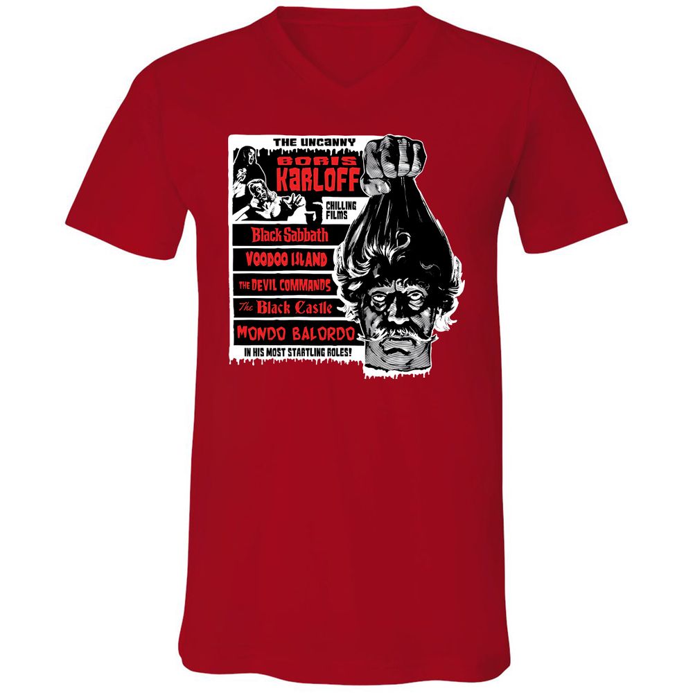 Unisex V-Neck T-Shirt - UY9KG73G - Red - 3