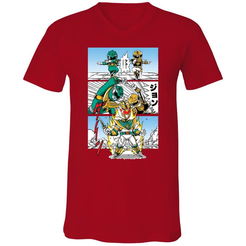 Unisex V-Neck T-Shirt - D6NY6WLQ - Red - 3