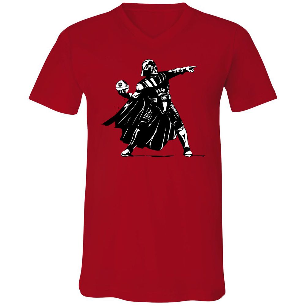 Unisex V-Neck T-Shirt - B81SR4X9 - Red - 3