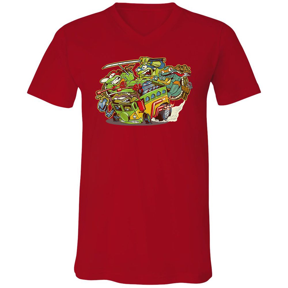 Unisex V-Neck T-Shirt - ASWHLLMW - Red - 3