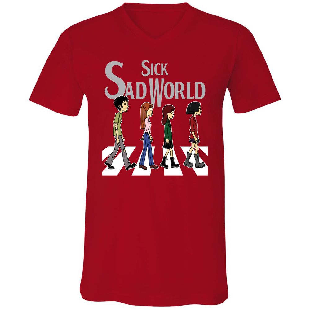 Unisex V-Neck T-Shirt - X9BUZHRT - Red - 3