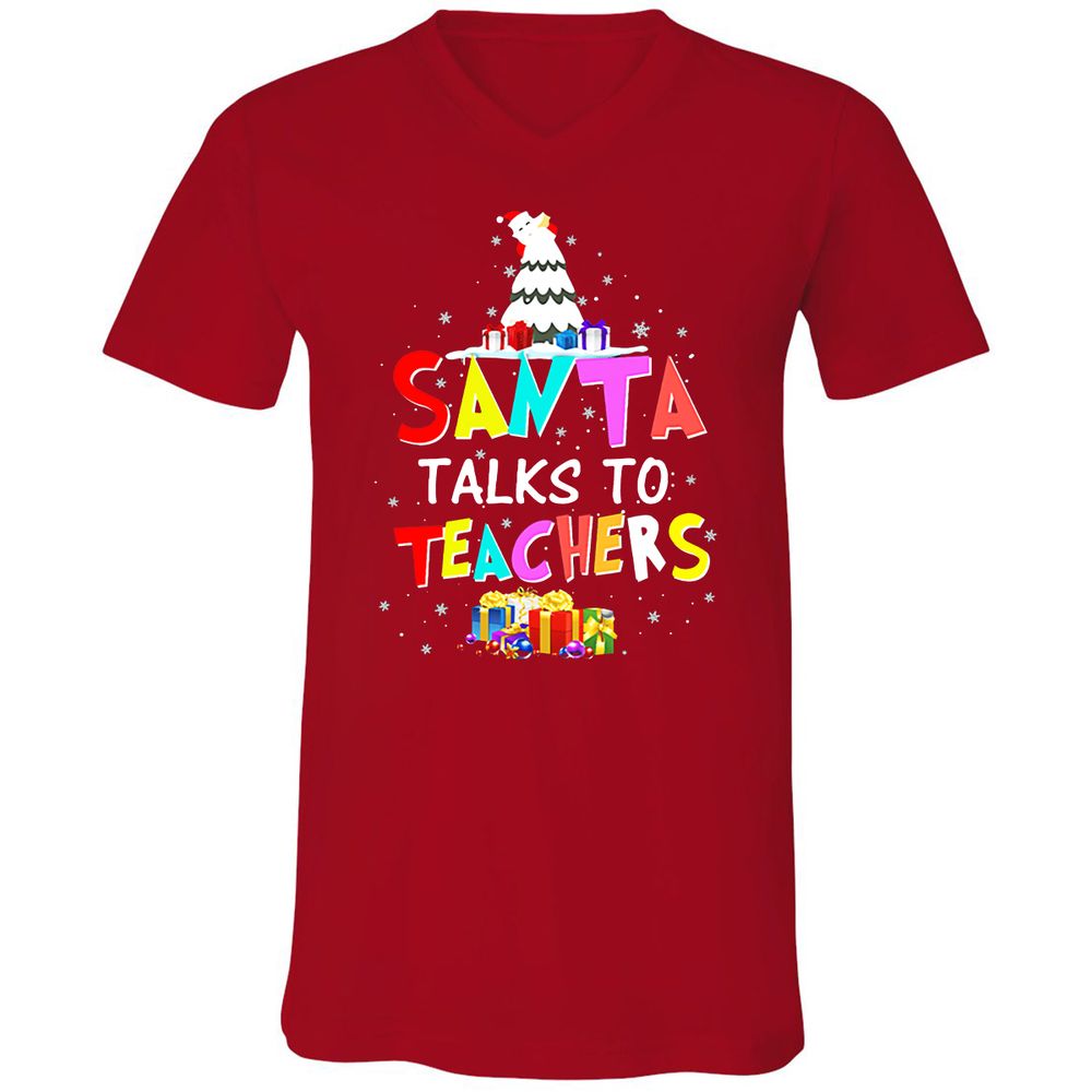 Unisex V-Neck T-Shirt - DWJW9GUA - Red - 3