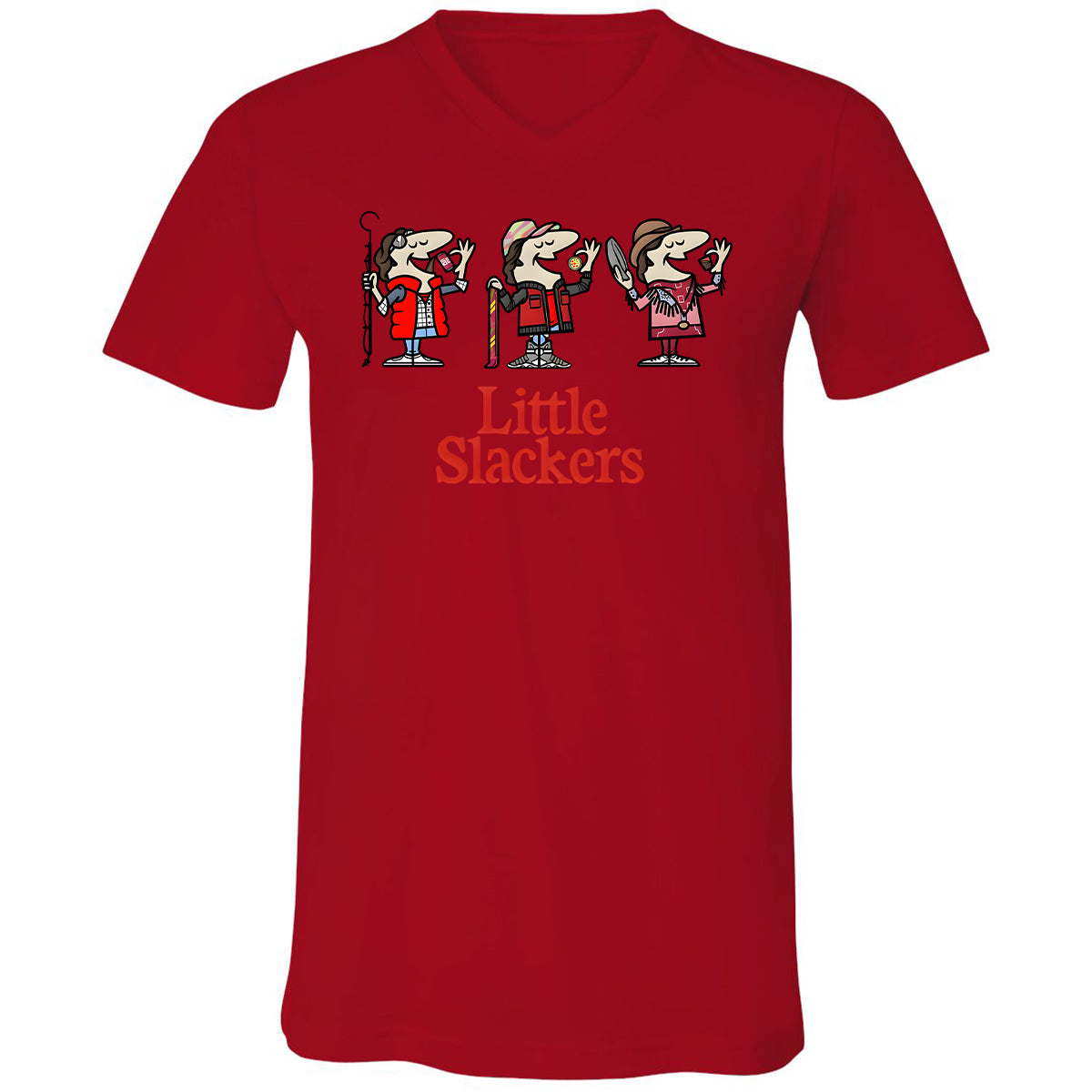 Unisex V-Neck T-Shirt - B1MFXL9A - Red - 3