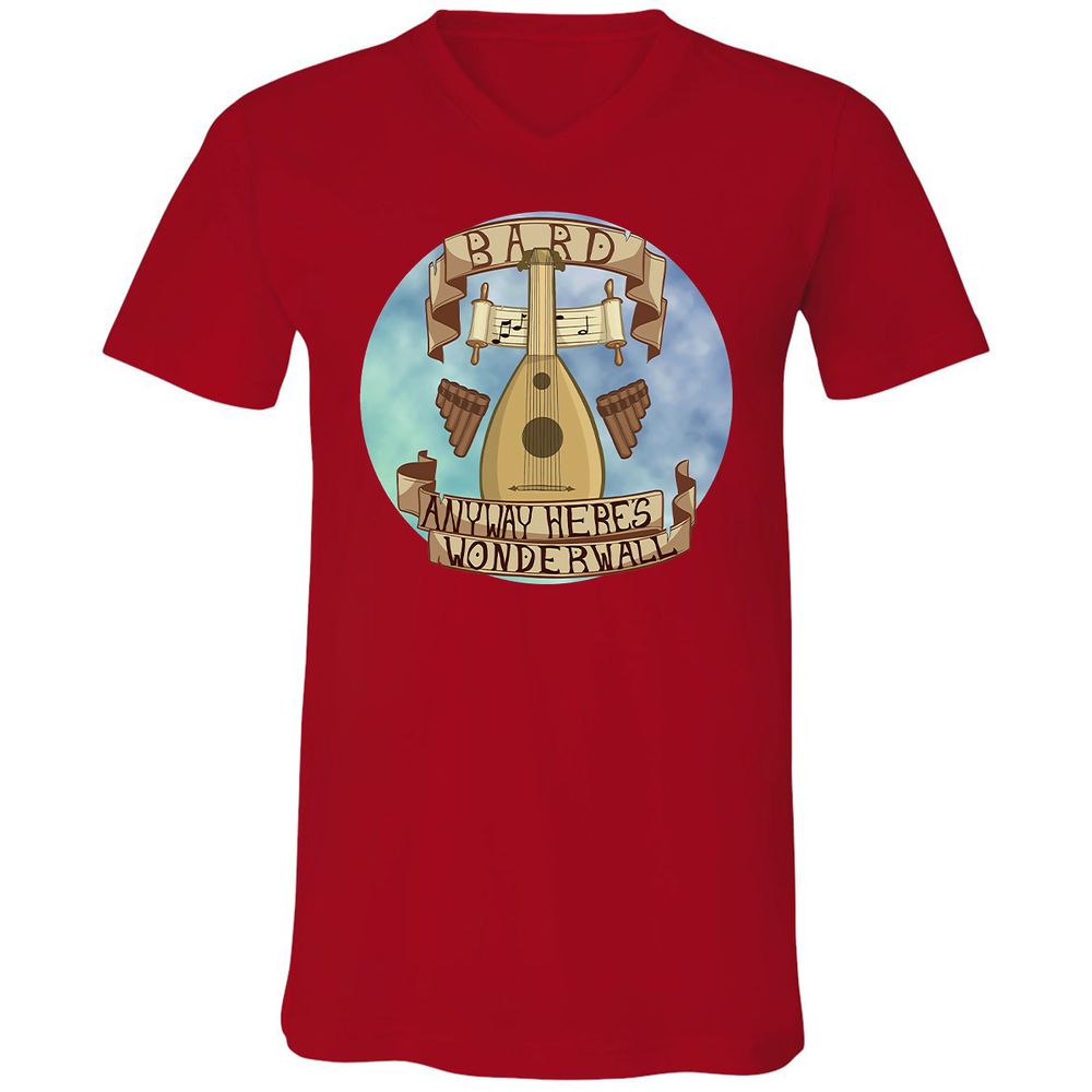 Unisex V-Neck T-Shirt - BGAU93W9 - Red - 3