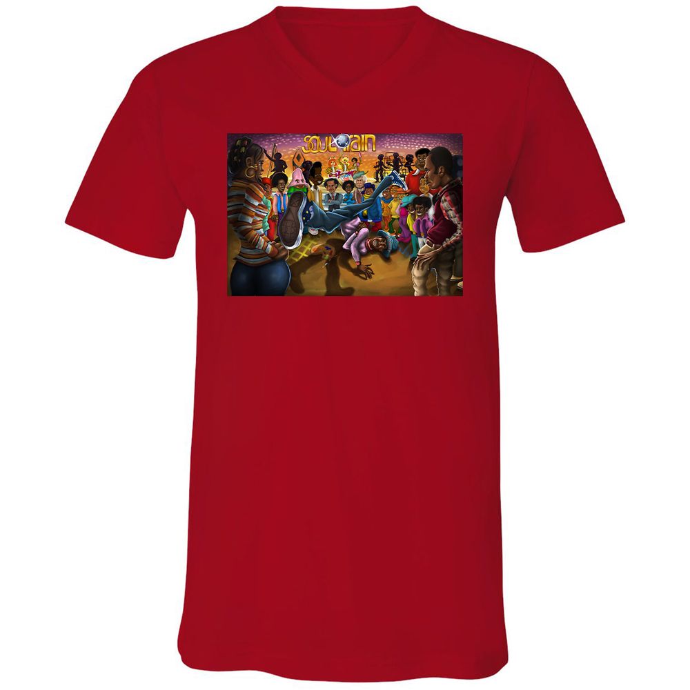 Unisex V-Neck T-Shirt - F7JFF4ZY - Red - 3