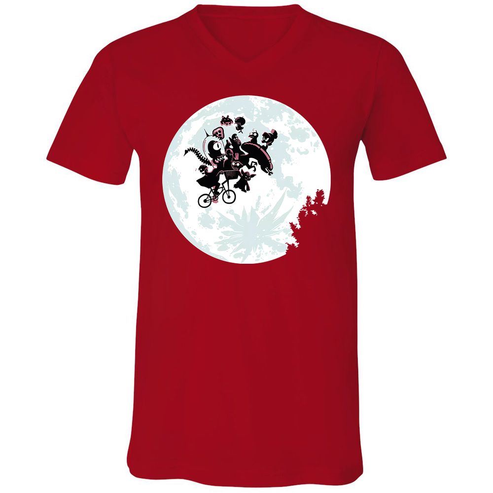 Unisex V-Neck T-Shirt - RS1XUU7E - Red - 3