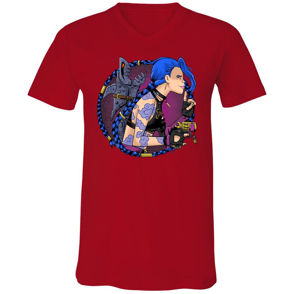 Unisex V-Neck T-Shirt - JU1JJMX5 - Red - 3