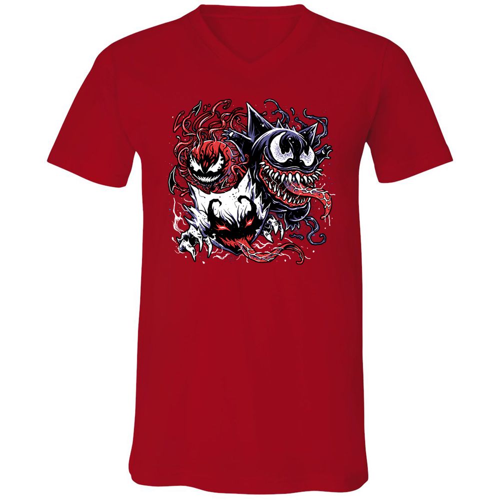 Unisex V-Neck T-Shirt - SDHWQ7HV - Red - 3