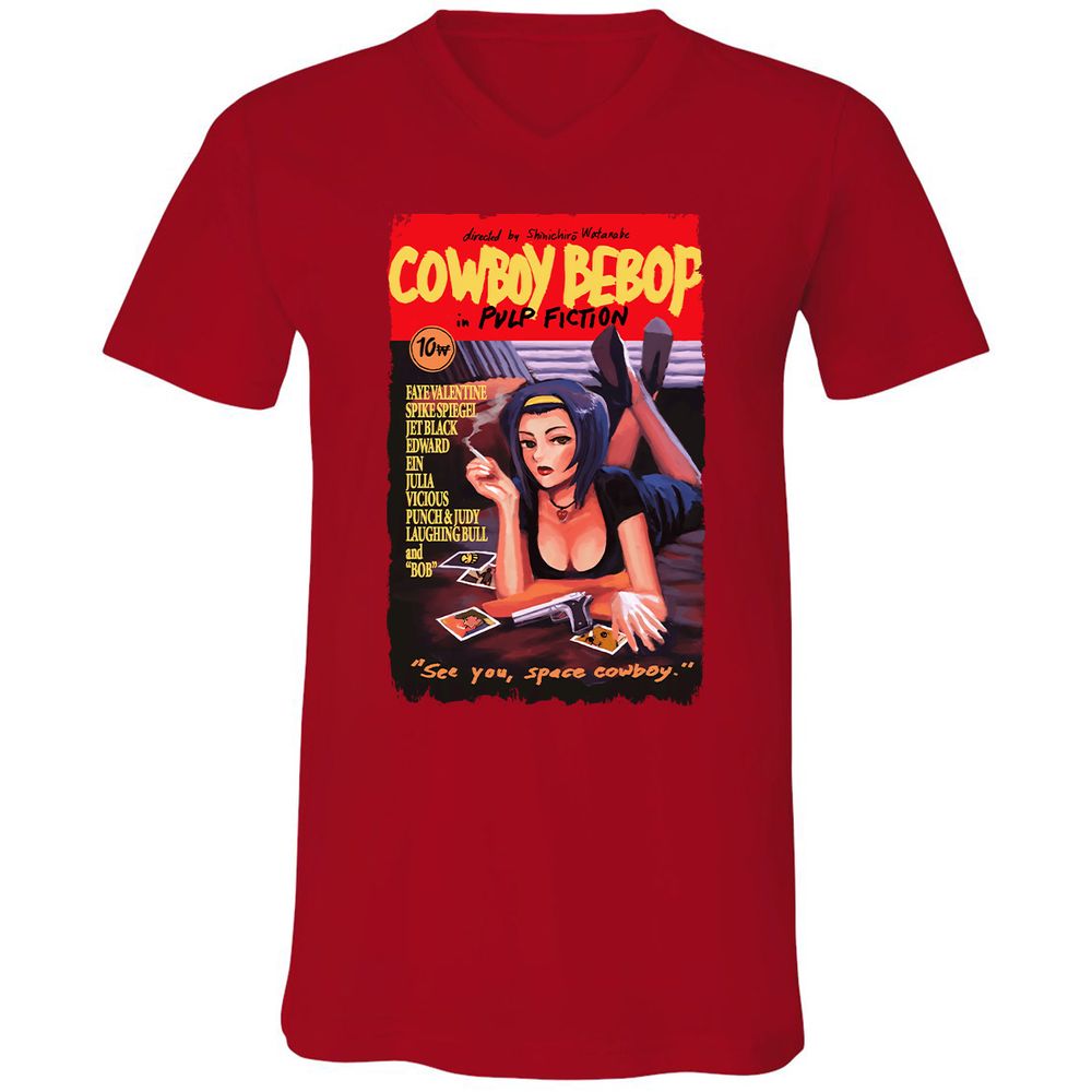 Unisex V-Neck T-Shirt - 9GMGYTK6 - Red - 3