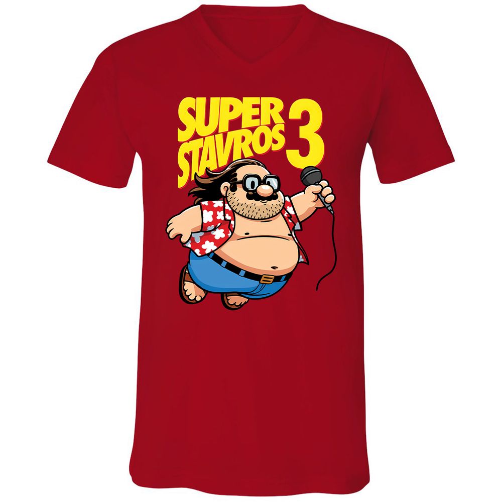 Unisex V-Neck T-Shirt - 5S5ELTRJ - Red - 3