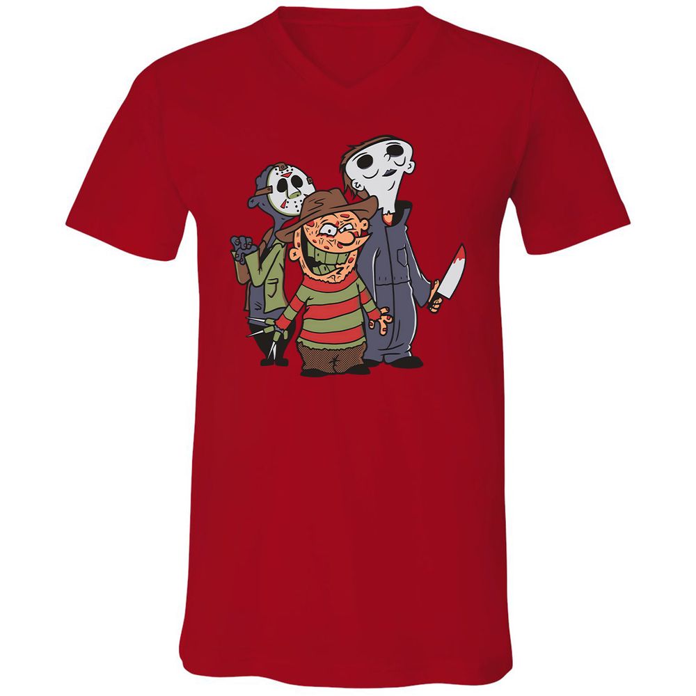 Unisex V-Neck T-Shirt - 66JE8PQM - Red - 3
