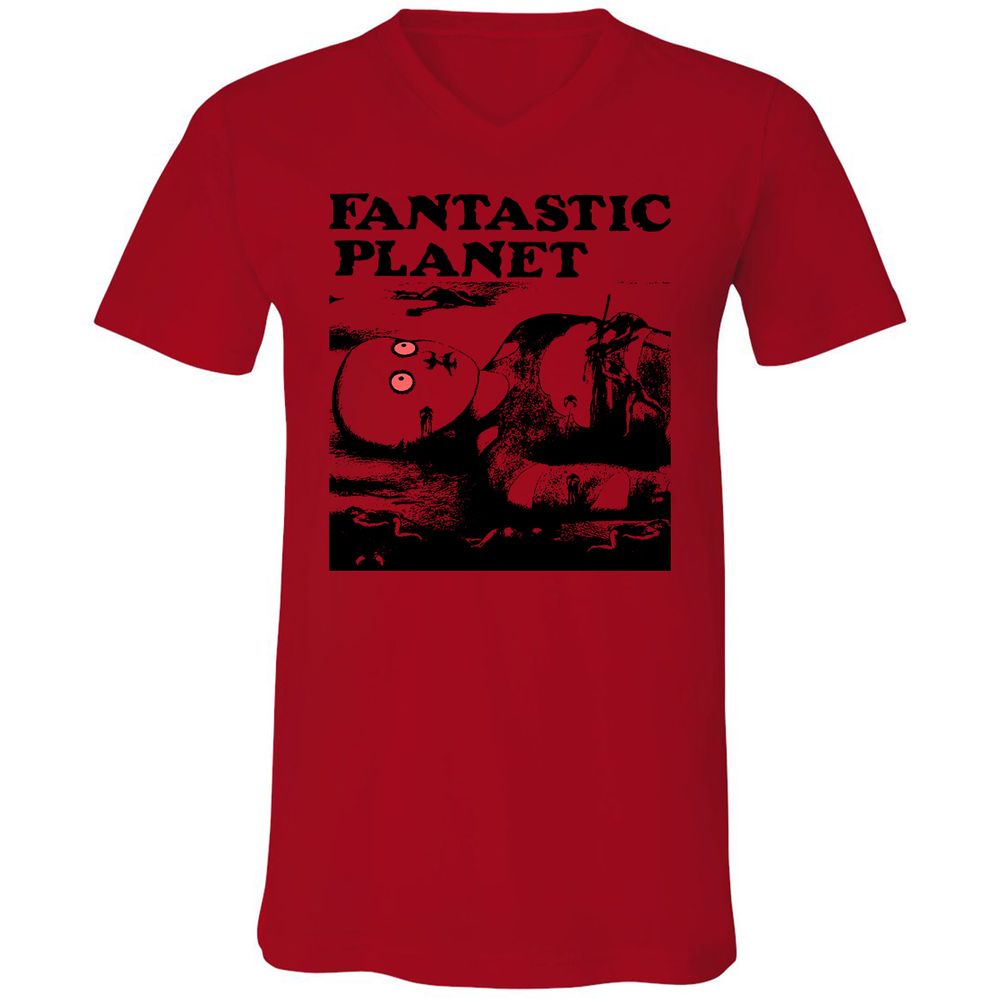 Unisex V-Neck T-Shirt - YMRHKNYJ - Red - 3