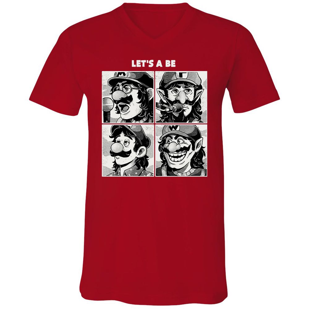 Unisex V-Neck T-Shirt - WH5C9F5V - Red - 3