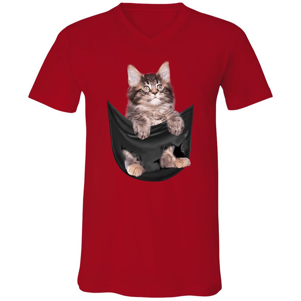 Unisex V-Neck T-Shirt - Q3LY4MY1 - Red - 3